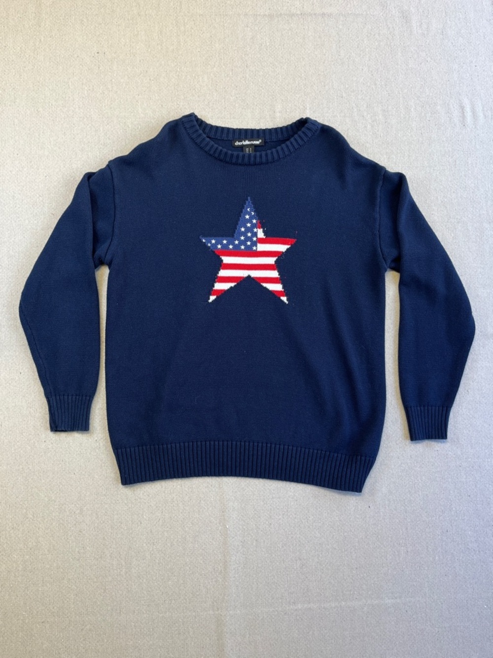 Charlotte Russe Navy Sweater American Flag Star Size Small